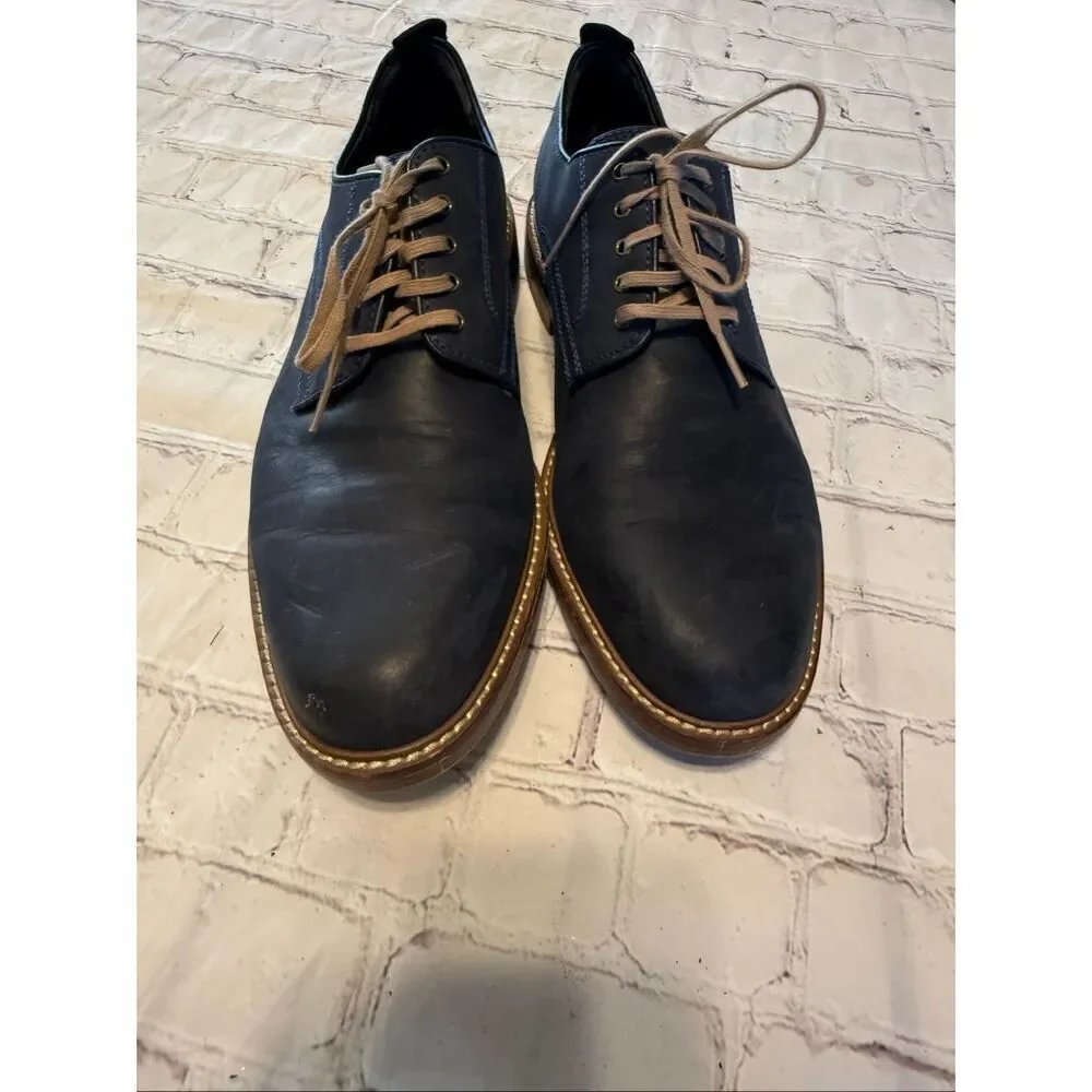 Cole Haan Men's Size 10 Lace Up Oxford Loafers Dark Blue Leather Office Career